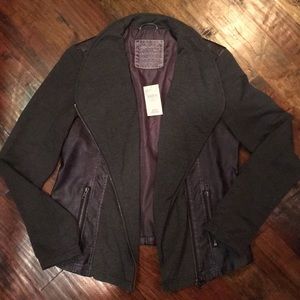 Grey pleather fashion jacket NWT!